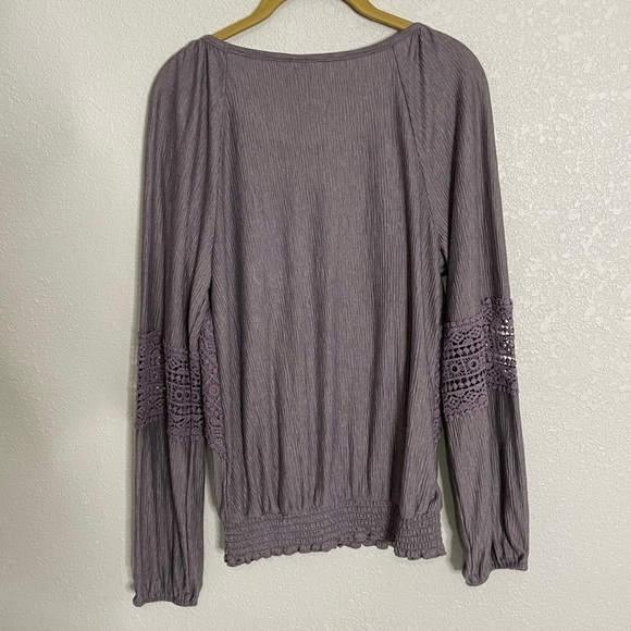 Knox Rose Purple Lace Overlay Long Sleeve Top Small - Picture 6 of 6